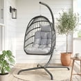 thumbnail image 1 of RADIATA Outdoor Indoor Light Gray Swing Egg Chair with Stand Wicker Hanging Egg Chair 350lbs Max, 1 of 9