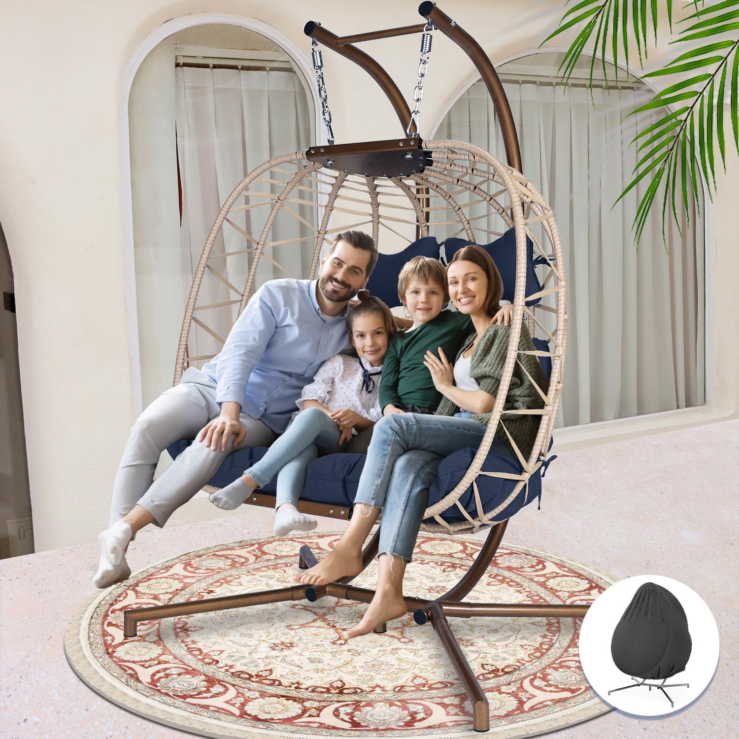 NICESOUL Outdoor Large Egg Swing Chair with Stand Indoor Hanging Chair