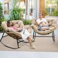 thumbnail image 2 of Egg Lounge Chair With Cushion Oversized Papasan Rocking Chair - Indoor/Outdoor Egg Chair With Cushion, Steel Frame & Wicker Design (Green) Double Papasan Lounge Chair 2 of 13