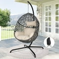 thumbnail image 1 of RADIATA Hanging Egg Chair with Stand, Outdoor Indoor Wicker Swing Chair with Cover, 450Lbs Boho Nest Chair with Cushions, All-Weather Patio Hammock Seat for Porch Balcony Garden, with cover,Beige, 1 of 13