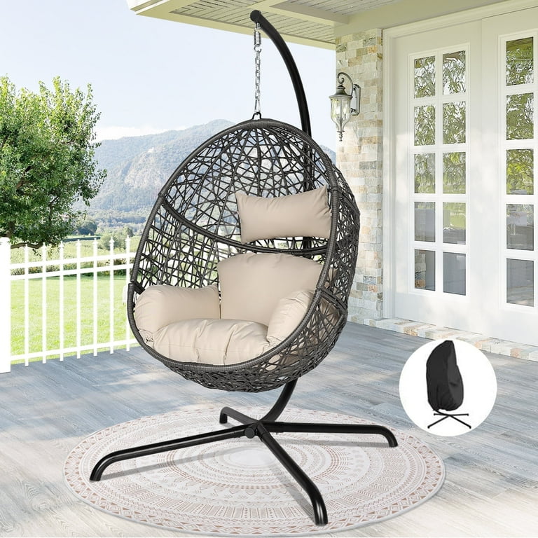 NICESOUL Beige Patio Swing Chair for Apartment Balcony, Backyard