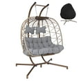 thumbnail image 1 of RADIATA Outdoor 2 Person Swing Egg Chair Double Wicker Hanging Egg Chair with Stand for Two 700 lbs Capaticy for Bedroom Balcony Patio, Golden, 1 of 11