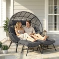 thumbnail image 1 of RADIATA Water Resistant Steel Double Egg Chair with Ottomans and Footrests, Gray, 1 of 9