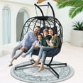 thumbnail image 1 of RADIATA Wicker Egg Hanging Chair with Stand, Gray, 1 of 10