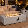 thumbnail image 1 of RADIATA 42” Rectangle Fire Pit Table, Dual Fuel Propane & Natural Gas Outdoor Firepit with Tank Table, 50000 BTU, Light Gray, 1 of 11