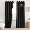 thumbnail image 1 of NICETOWN Black Blackout Curtain for Living Room, Full Blackout Curtains Thermal Insulated Noise Reducing Curtains Grommet Privacy Protection Drapes, Black, 52"x84", 2 Panels, 1 of 9
