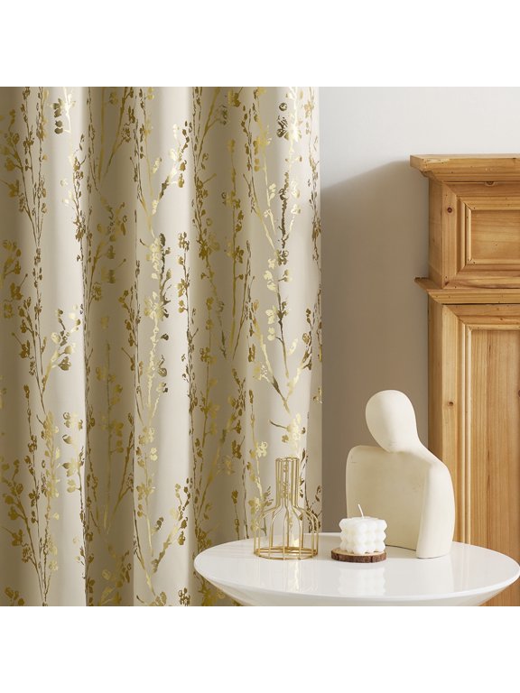 100% Blackout Curtain Panels 84 inches, Light Reducing Thermal Insulated Solid Grommet Drapes for Living Room/Nursery/Kids Room Beige, Set of 2, 52 inches by 84 Inch