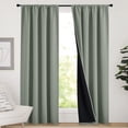 thumbnail image 1 of NICETOWN 100% Blackout Curtains 63 inches Long for Bedroom with Black Liner, 2 Layers Full Blackout Insulated Noise Reducing Drapes Rod Pocket, 42"x63", Greyish Green, Set of 2, 1 of 8