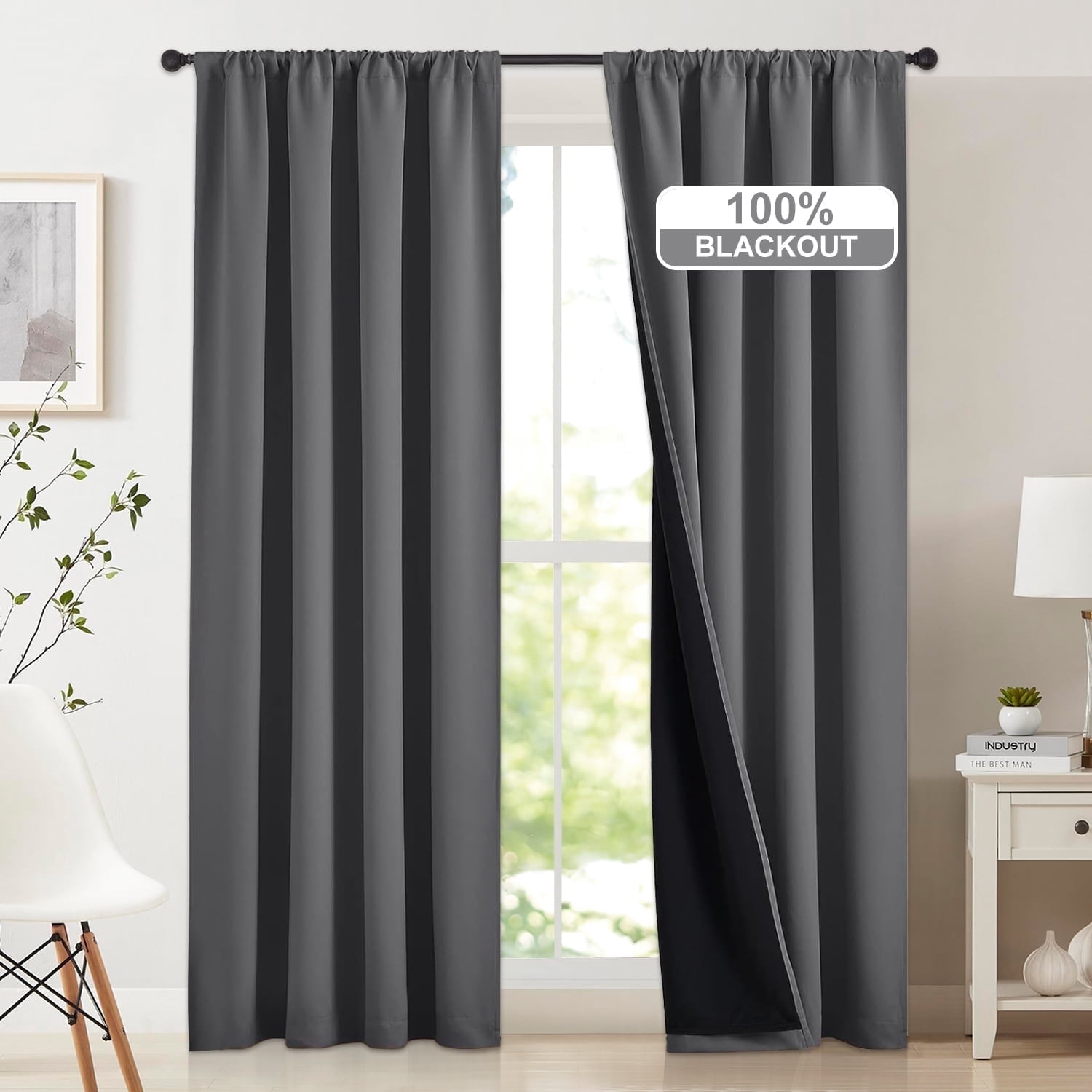 NICETOWN 100% Blackout Curtains 84 inches Long 2 Panels set, Thermal ...