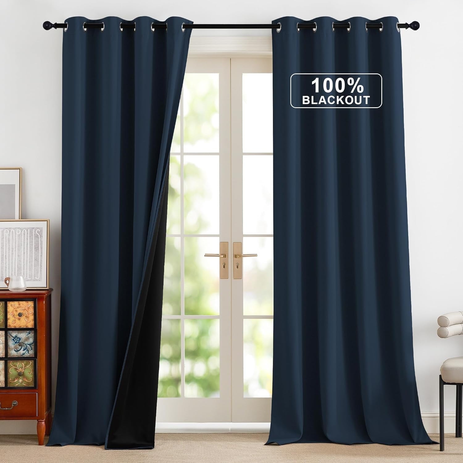 NICETOWN Bedroom Curtains Blackout Draperies - Thermal Insulated Solid Top NICETOWN Solid Blackout Curtains Back Tab and Rod Pocket Ensure