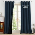 thumbnail image 1 of NICETOWN 100% Blackout Curtains for Bedroom, Thermal Insulated Short Curtains for Living Room, Grommet Room Darkening Privacy Protection Curtain Panels, Navy Blue, 52"x96", 2 Panels, 1 of 9