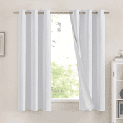 NICETOWN 100% Blackout Curtains, Linen Texture Thermal Insulated Drapes Grommet Noise Reducing Energy Saving Window Treatments for Bedroom, White, 42"x63", 2 Pa