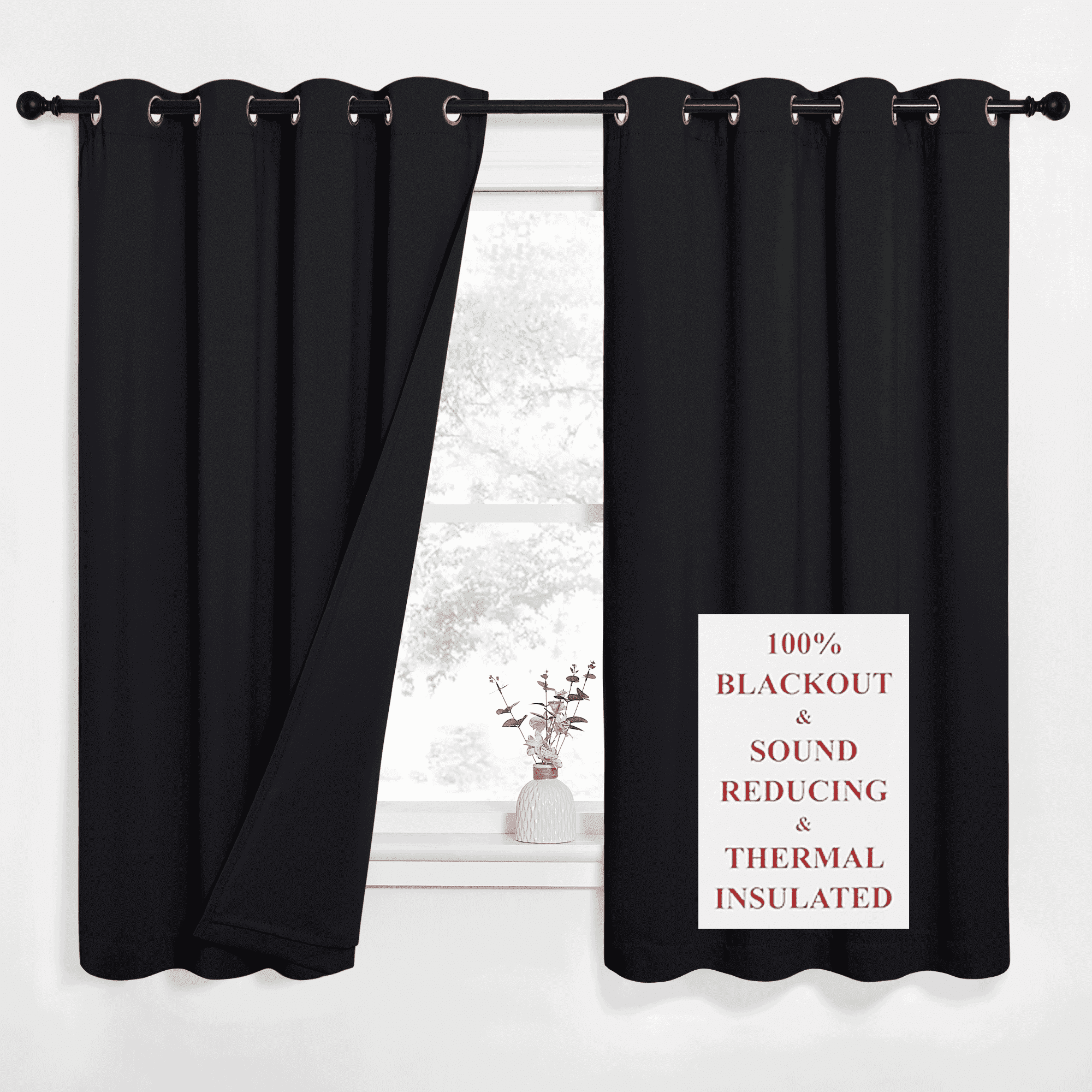 NICETOWN 100% Blackout Curtains for Living Room, 3 Layers Noise