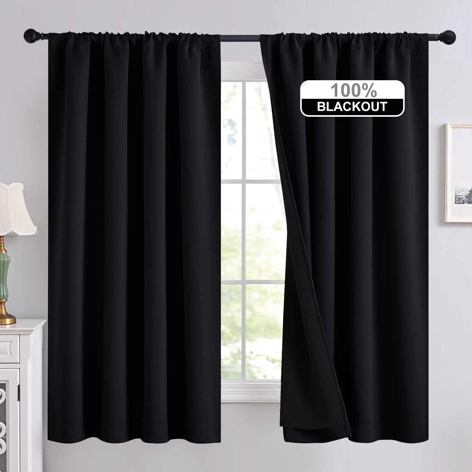 NICETOWN 100% Blackout Curtains for Living Room, Thermal Insulated ...
