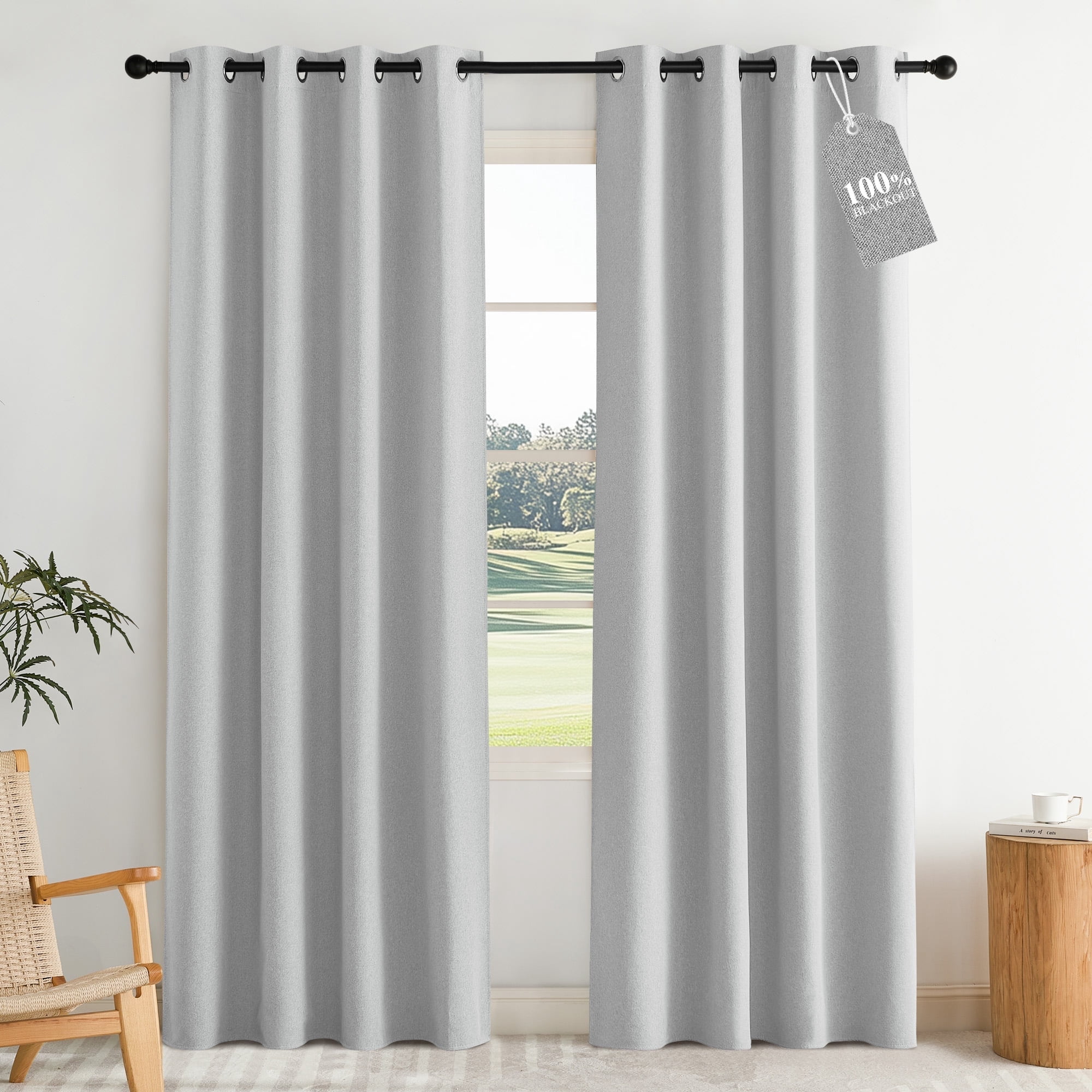 Picture Idea: Nicetown 100 Blackout Linen Curtains For Living Room Privacy Vertical