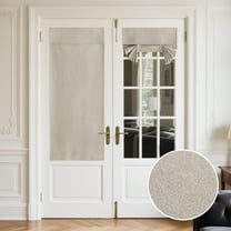 NICETOWN 100% Blackout Door Curtains, Linen Blended French Door Blinds Privacy Thermal Insulated Tricia Door Window Curtains for Patio Front Door Kitchen, Natural, 26"x69", 1 Panel