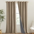thumbnail image 1 of NICETOWN 100% Blackout Faux Linen Curtains Noise Reducing Thermal Insulated Grommet Solid Drapes for Living Room, 2 Panels, Burlap, 52"x120", 1 of 7