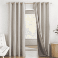 thumbnail image 1 of NICETOWN 100% Blackout Linen Curtains 84 inches Length 2 Panels set， Full Blackout Thermal Insulated Grommet Window Treatment for Bedroom， 52"x84"， Oatmeal, 1 of 9