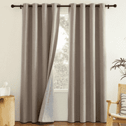 NICETOWN 100% Blackout Linen Curtains, Linen Texture Thermal Insulated Window Curtains Energy Efficient Assure Privacy Grommet Window Treatments for Home Office, Cappuccion, 52"x84", 2 Panels