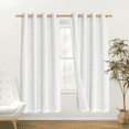 thumbnail image 1 of NICETOWN 100% Blackout Linen Curtains, Thermal Insulated Noise Reducing Linen Drapes Boho Farmhouse Privacy Grommet Window Treatments for Bedroom Living Room, White, 52"x72", 1 Pair, 1 of 7
