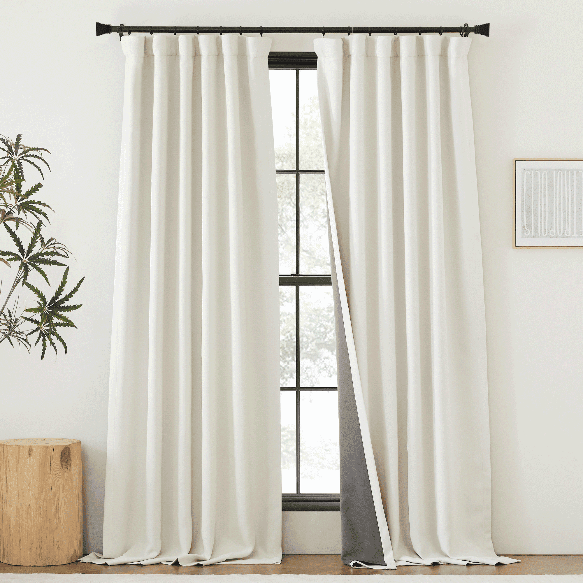 NICETOWN 100% Blackout Linen Curtains For Bedroom Living Room, Rod ...