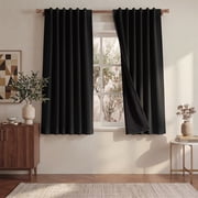 NICETOWN Black 100% Blackout Curtains, 2‑Layer Thermal Insulated Window Panels, 52" W x 63" L, 2‑Panel Set