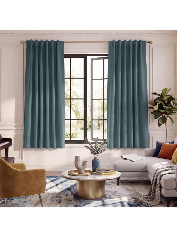 2-Layer Blackout Curtains, Greyish Blue, 52x63, Energy Saving