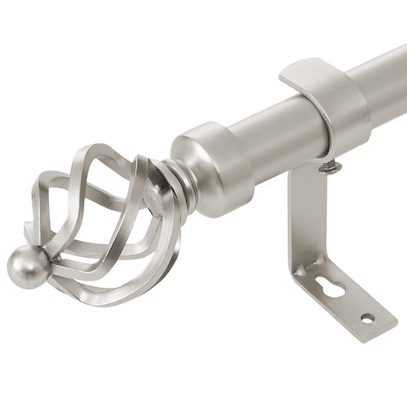 NICETOWN Adjustable Curtain Rod 48 to 86-Inches Decorate with Twisted Cage Finials 1 inches Diameter for French Door Fitting Room Patio Curtains and Drapes, Satin Nickel