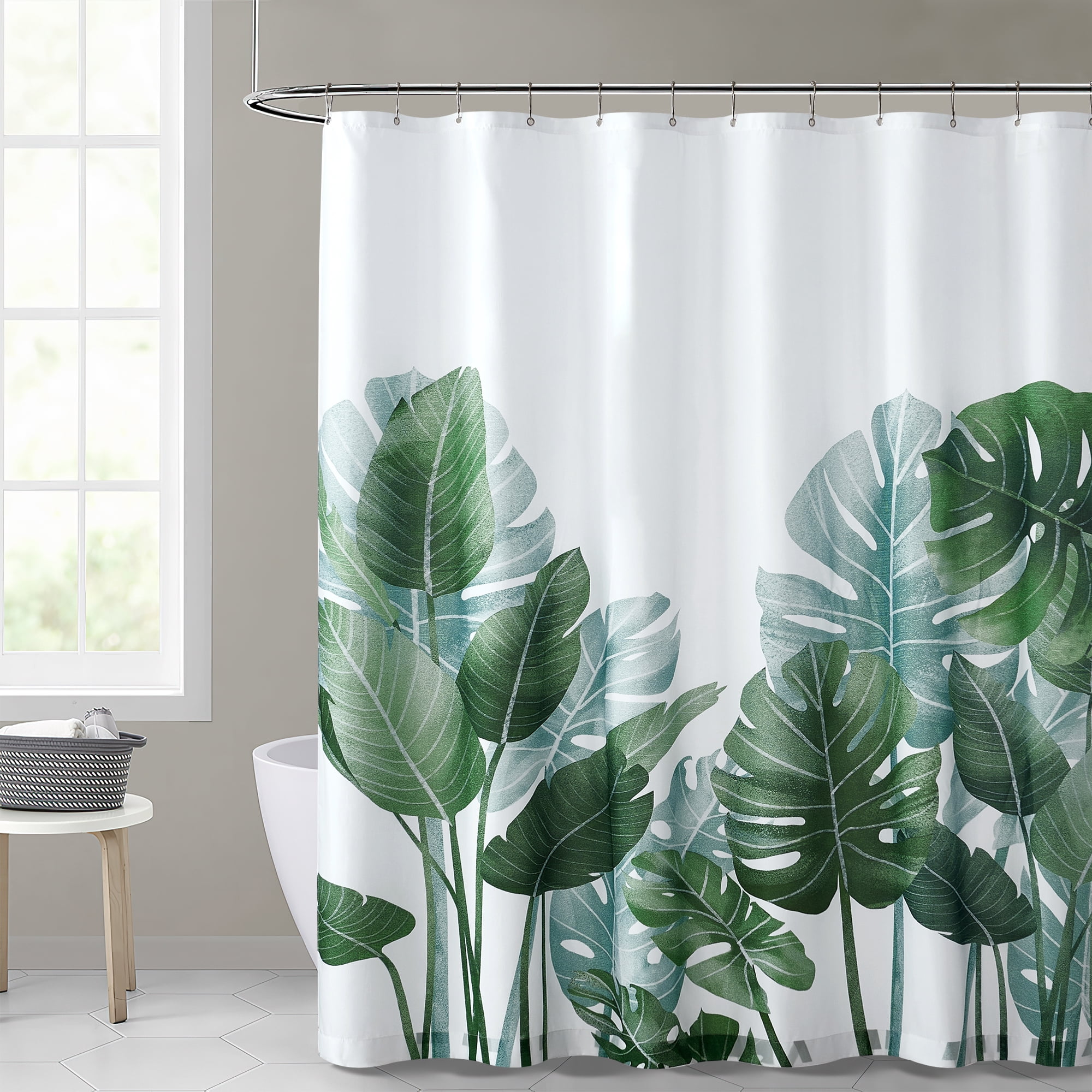 NICETOWN Bathroom Shower Curtains - Tropical Plant Printed Waterproof