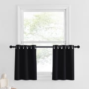 NICETOWN Black Light Blocking Curtains for Small Window, Blackout Thermal Insulated Grommet Drapes, Privacy Energy Efficient Window Treatment for Kitchen Laundr
