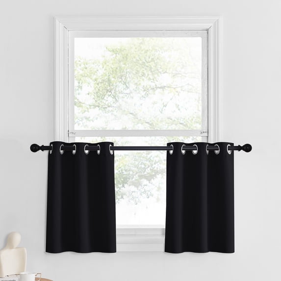NICETOWN Black Light Blocking Curtains for Small Window, Blackout Thermal Insulated Grommet Drapes, Privacy Energy Efficient Window Treatment for Kitchen Laundry, 29"x24", 2 Panels