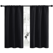 NICETOWN Black Short Blackout Curtains for Small Curtain Panels Rod Pocket Thermal Insulated Window Treatments 34x45 inc
