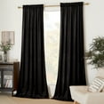 thumbnail image 1 of NICETOWN Black Velvet Curtains, 2 Panels Room Darkening Noise Reduced Thermal Insulated Rod Pocket Treatment Window 52x102 inch, 1 of 8