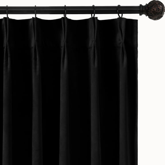 NICETOWN Black Velvet Curtains for Bedroom, Soft Luxury Vintage Pinch Pleat Blackout Thermal Insulated Velvet Curtain Drapes for Theatre Cinema, 40"x96", 2 Panels