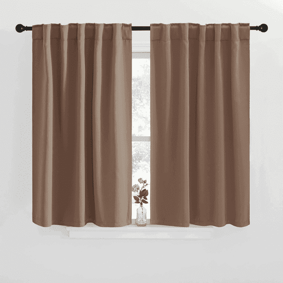 NICETOWN Black out Curtains for Bedroom, Backtab & Rod Pocket Room Darkening Heat Reducing Curtains, W34 x L48, 2 Panels, Cappuccino