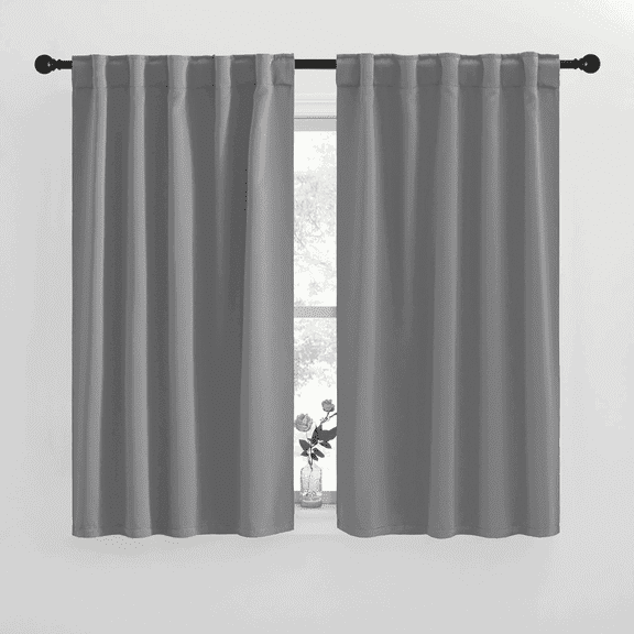 NICETOWN Blackout Bedroom Curtains Backtab and Rod Pocket Heat Reducing Modern Privacy Drapes, W42 x L50, 2 Panels, Silver Grey