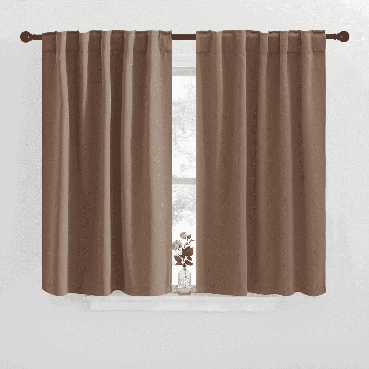 NICETOWN Blackout Bedroom Curtains Modern Privacy Backtab/Rod Pocket Heat Reflecting Curtains, W42 x L40, Set of 2, Cappuccino
