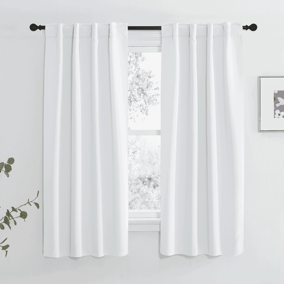 NICETOWN Blackout Bedroom Curtains Modern Privacy Backtab & Rod Pocket Insulated Window Curtains, W34 x L63, Set of 2, Greyish White