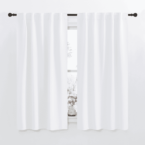 NICETOWN Blackout Bedroom Drapes, Backtab and Rod Pocket Heat Reflecting Light Blocking Curtains, W42 x L63, Set of 2, Pure White