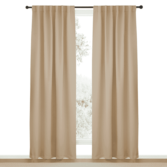 NICETOWN Blackout Collection Modern Biscotti Beige Solid Print Home Back Tab Room Darkening Curtains,52" x 84" (2 Panels)