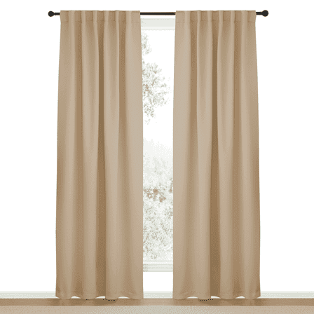 NICETOWN Blackout Collection Modern Biscotti Beige Solid Print Home Back Tab Room Darkening Curtains,52" x 84" (2 Panels)