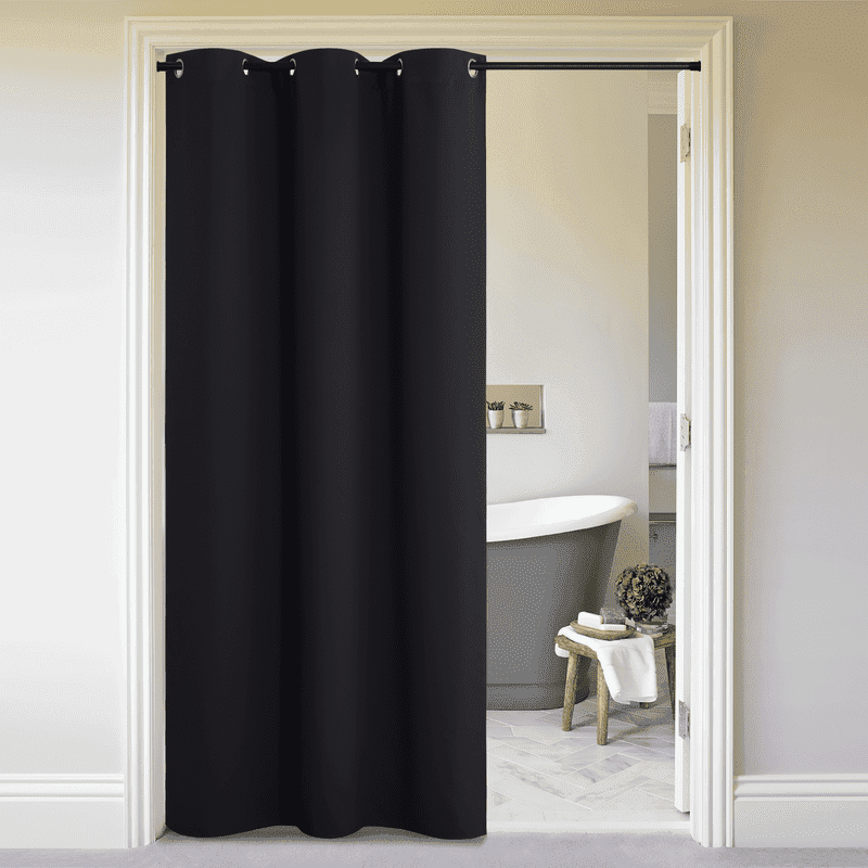 NICETOWN Blackout Curtain for Room Divider, Thermal Insulated Sound Reducing Grommet Divider Room Panel for Doorway, 1 Piece5ft Wide by 10ft Long, Black