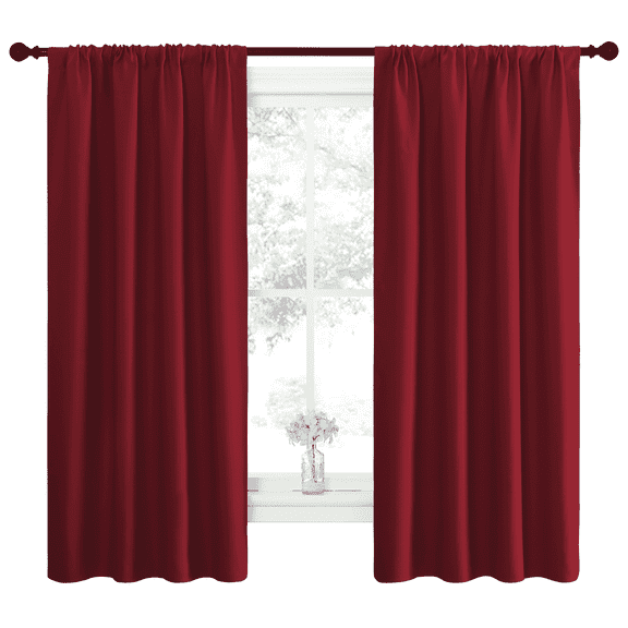NICETOWN Blackout Curtains 63-inch Length for Kids Room Rod Pocket Red Window Treatment Drapes, 2 Panels