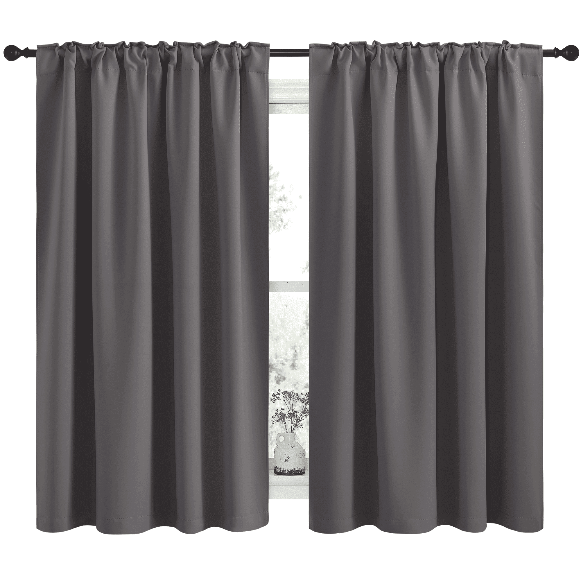 NICETOWN Blackout Curtains 63" Long - Thermal Insulated Grommet Panels For Living Room (Stone Blue, 37" W X 63" L, 1 Pair)
