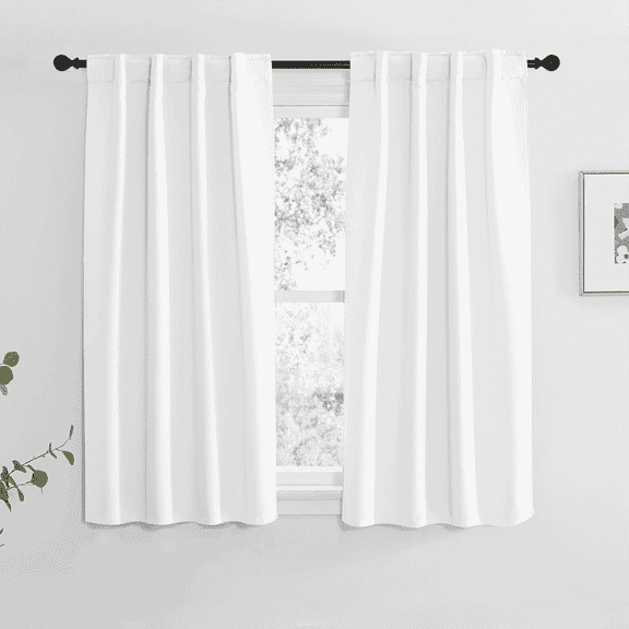 NICETOWN Blackout Curtains Backtab & Rod Pocket Heat Reducing Mordern Light Blocking Curtains, W34 x L54, Set of 2, Pure White