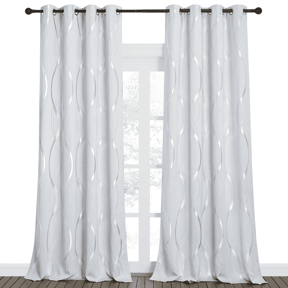NICETOWN Blackout Curtains for Bedroom 108 Inches Long Room Darkening Grommet Curtains for Living Room Thermal Insulated Drapes, Greyish White, 52x108 inch, 2 Panels