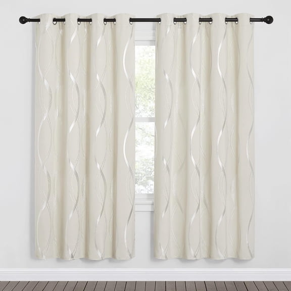 NICETOWN Blackout Curtains for Bedroom 72" Length Energy Saving Room Darkening Window Drapes for Kitchen Dining Home Office Grommet Top, 52x72 inches, Beige, 2 Panels
