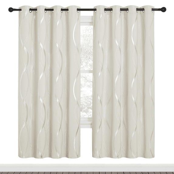 NICETOWN Blackout Curtains for Bedroom 72" Length Energy Saving Room Darkening Window Drapes for Kitchen Dining Home Office Grommet Top, 52x72 inches, Beige, 2 Panels