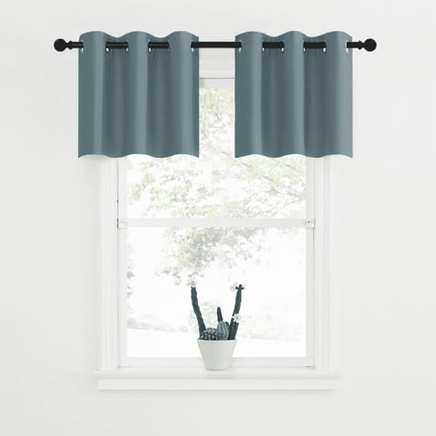 NICETOWN Blackout Curtains for Bedroom, Grommet Thermal Insulated Light Blocking Curtains Energy Saving Privacy Small Window Treatments, 42"x18", Greyish Blue, 2 Panels