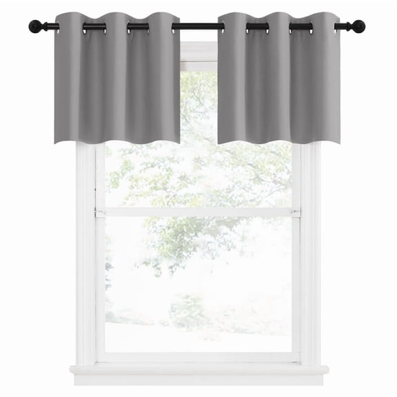 NICETOWN Blackout Curtains for Kitchen, Room Darkening Thermal Insulated Curtains Small Bathroom Window Curtain Tiers Privacy Grommet Curtain Treatment, 42"x18", Silver Grey, 2 Panels